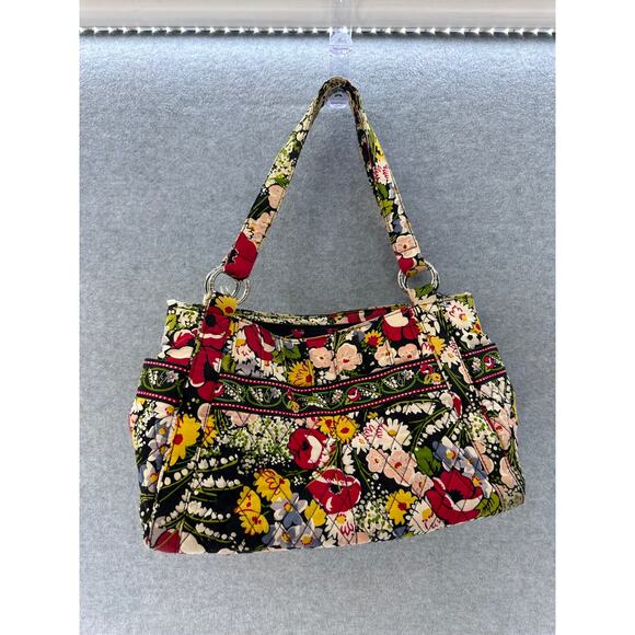 VERA BRADLEY Stephanie Poppy Fields Shoulder Bag Handbag Tote Zippered Pockets - Picture 3 of 8